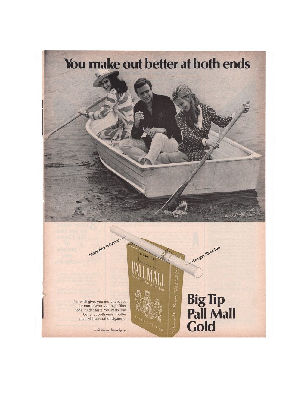 Pall Mall Cigarette Magazine Advertisement Full Color 1968 Tobacciana Vintage